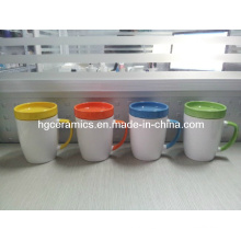 300ml Ceramic Mug with Coaster, 300ml Mug with Lid